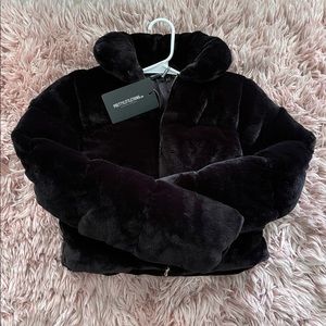 Pretty Little Thing cropped fuzzy coat